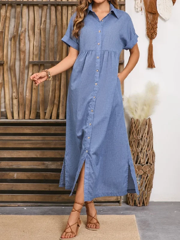Chic midi dress with pockets and slitLimited-Time Price Drop!