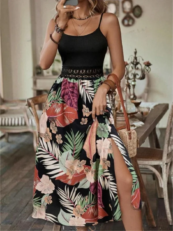 Sleek slit cami dress - printed designYour Favorite Items on Sale Now!