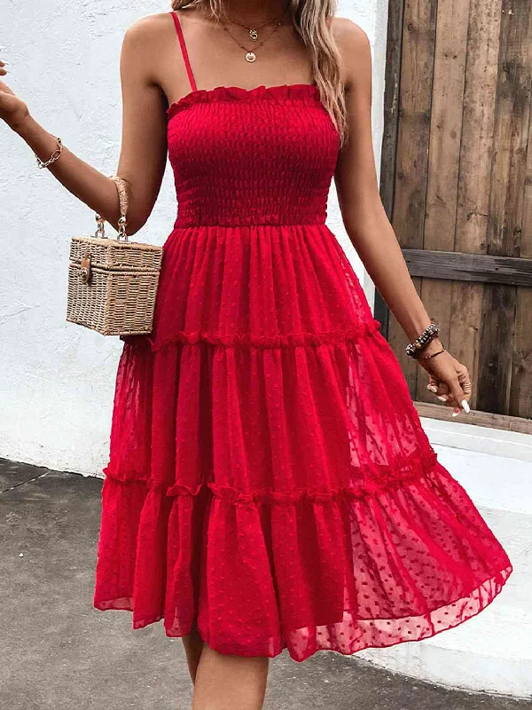Smocked Sleeveless Swiss Dot Midi DressSave Money, Shop Happy!