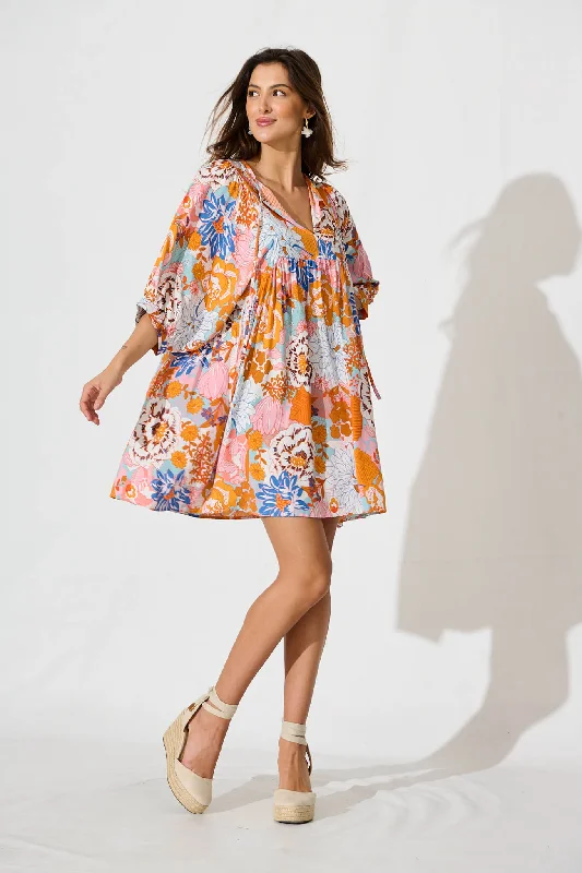 Spring Morning Smock Dress In Orange Multi FloralAct Fast – Limited Time Savings!