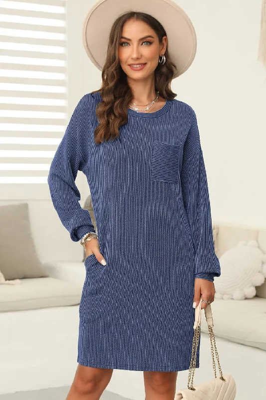 Chic striped mini dress - long sleevesBest Offers of the Month!