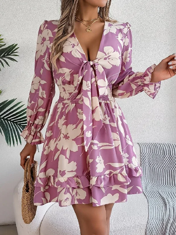 Chic tie-front long sleeve dressLimited-Time Price Drop!