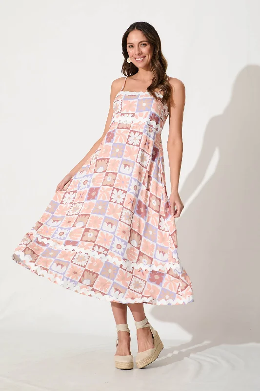 Treviso Maxi Sundress in Lilac Multi With White Ric Rac TrimThe Sale You’ve Been Waiting For!