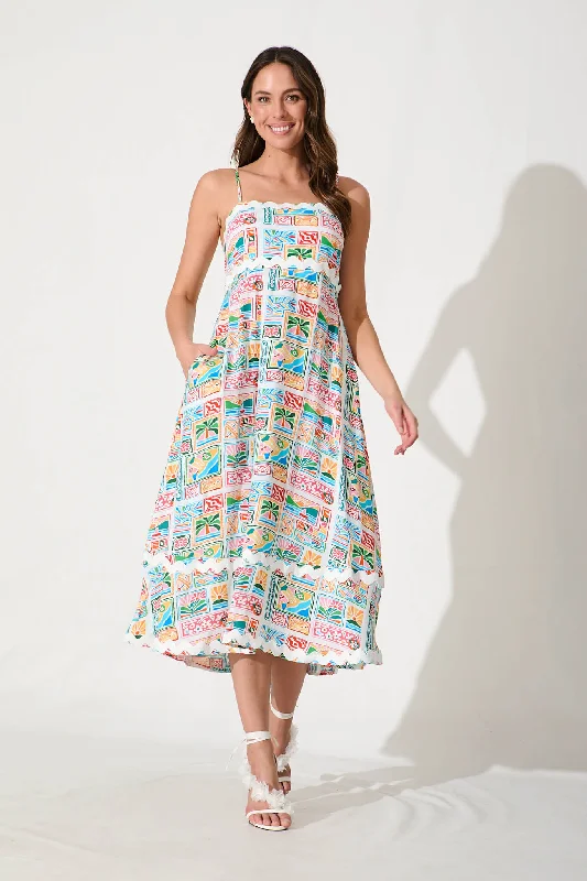 Treviso Maxi Sundress In Multi With White Ric Rac TrimHuge Price Cuts Await!