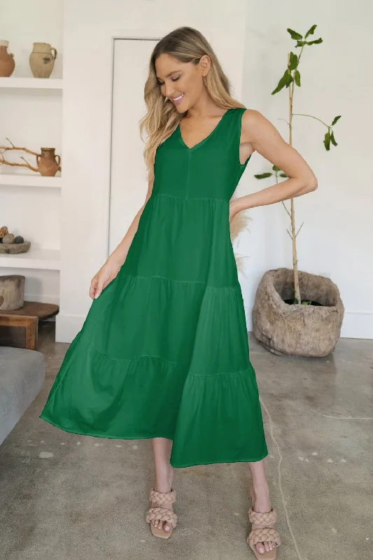 Chic sleeveless tiered midi dressGreat Deals, Just for You!