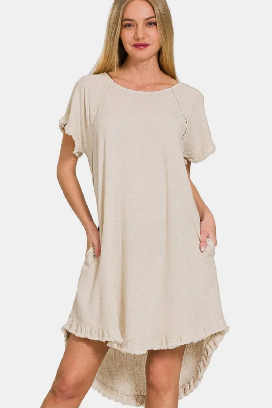 Fringe high-low dress with pocketsNew Discounts Just Dropped!