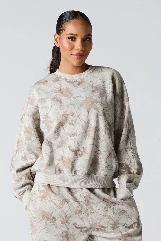 Camo Leaf Print Fleece SweatshirtToday Only – Don’t Miss It!
