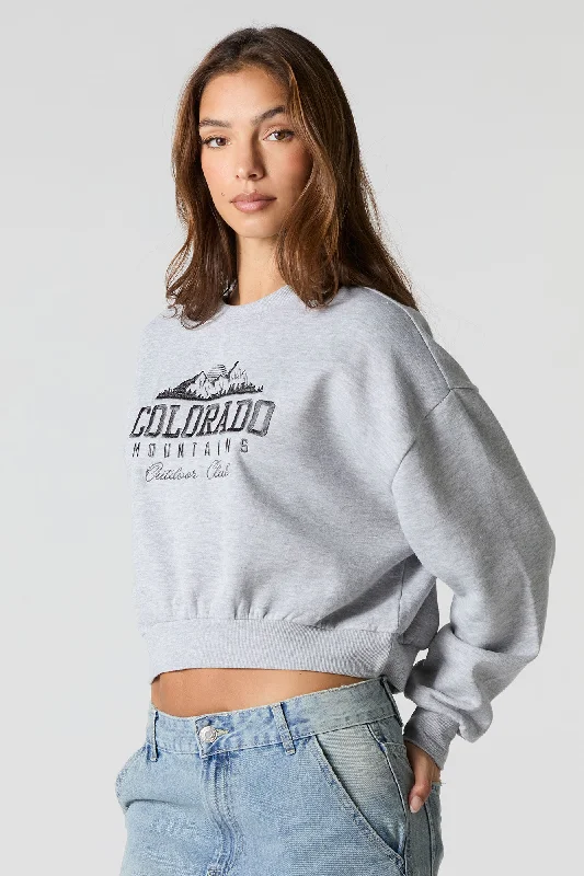 Colorado Mountains Embroidered Cropped Fleece SweatshirtSavings You Can’t Ignore!