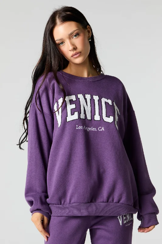 Oversized Destination Chenille Embroidered Fleece SweatshirtEvery Deal is a Steal! Oversized Destination Chenille Embroidered Fleece SweatshirtEvery Deal is a Steal!
