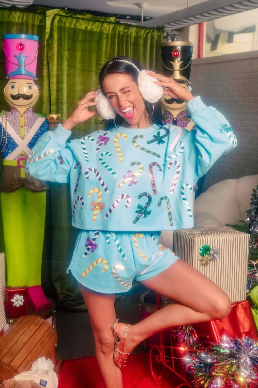 Bright Blue Rainbow Candy Canes SweatshirtGet More, Spend Less – Shop Now!