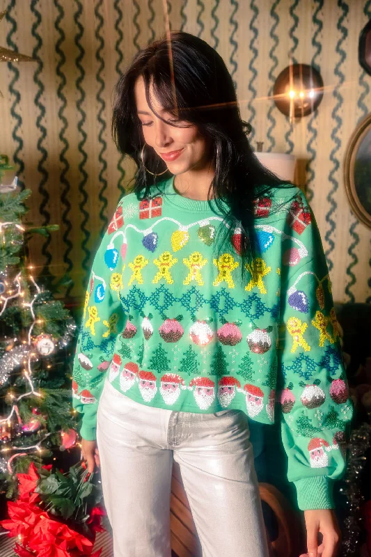 Green Needlepoint Christmas Icons SweatshirtThe Sale You’ve Been Waiting For!