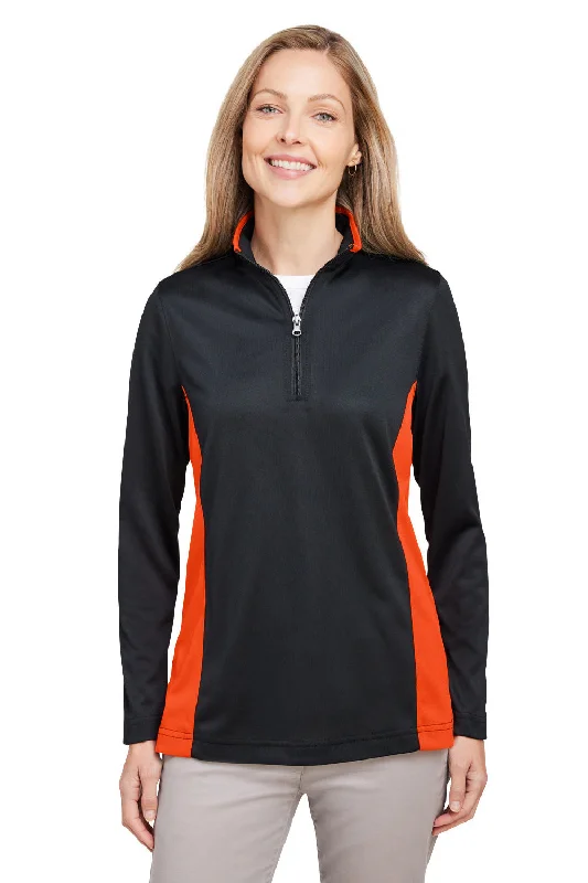 Harriton Womens Flash Performance Moisture Wicking Colorblock 1/4 Zip Sweatshirt - Black/Team OrangeBuy One, Get One Free! Harriton Womens Flash Performance Moisture Wicking Colorblock 1/4 Zip Sweatshirt - Black/Team OrangeBuy One, Get One Free!