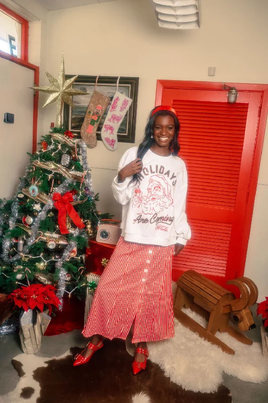 Licensed- White & Red 'Holidays Are Coming' Santa Coca-Cola SweatshirtTime to Save Big! Licensed- White & Red 'Holidays Are Coming' Santa Coca-Cola SweatshirtTime to Save Big!
