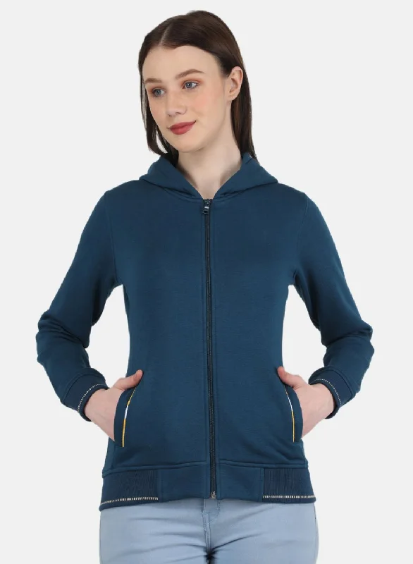 Women Blue Solid SweatshirtNew Discounts Just Dropped!