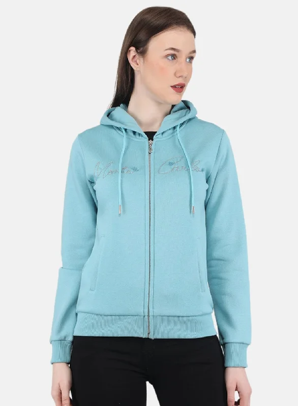 Women Blue Embroidered SweatshirtNew Discounts Just Dropped!