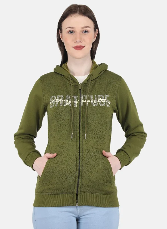 Women Green Printed SweatshirtOne Click Away from Big Savings!