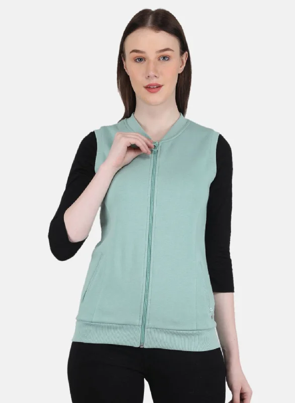 Women Green Solid SweatshirtLimited Stock Available!