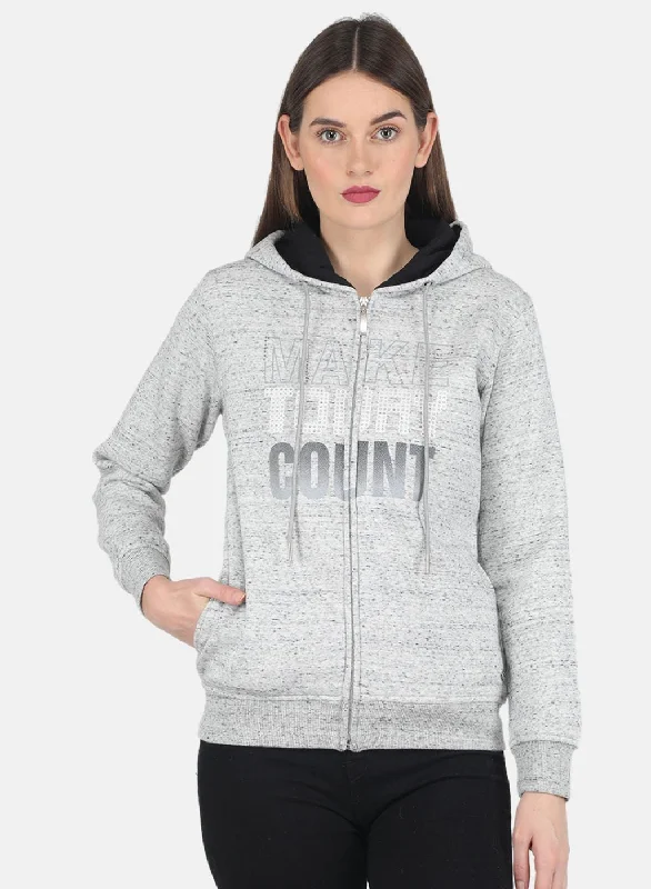 Women Grey Printed SweatshirtBest Deals Just for You!