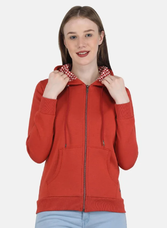 Women Orange Solid SweatshirtLowest Prices Guaranteed!