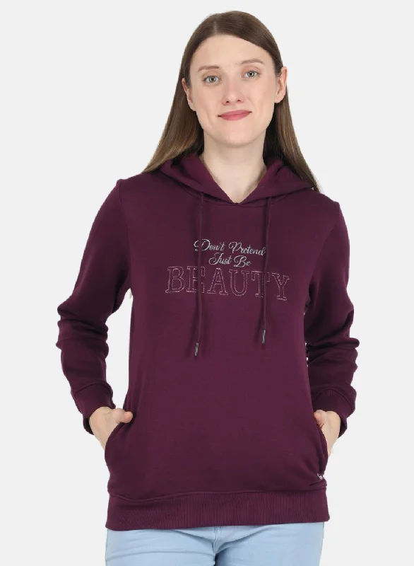Women Purple Embroidered SweatshirtBuy More, Save More!