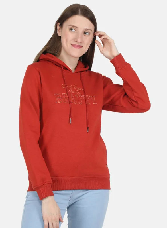 Women Rust Orange Embroidered SweatshirtYour Favorite Items on Sale Now!