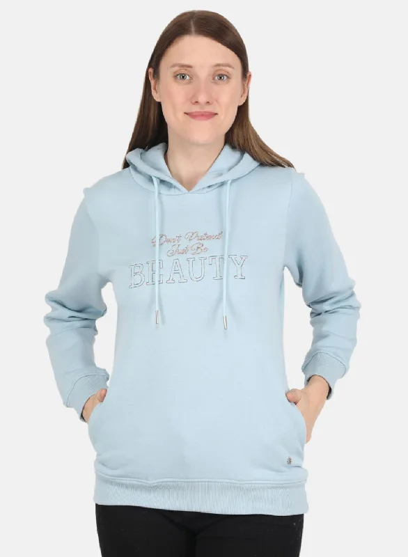 Women Sky Blue Embroidered SweatshirtOne Click Away from Big Savings!
