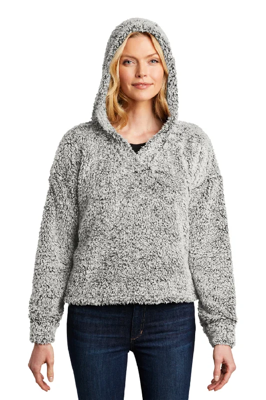 Port Authority Womens Cozy Sherpa Fleece Hooded Sweatshirt Hoodie - Heather GreyStock Up and Save!