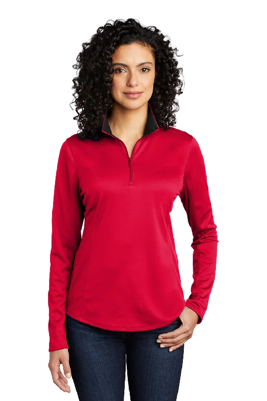 Port Authority Womens Silk Touch Performance Moisture Wicking 1/4 Zip Sweatshirt - Red/BlackFind Your Perfect Deal Today!