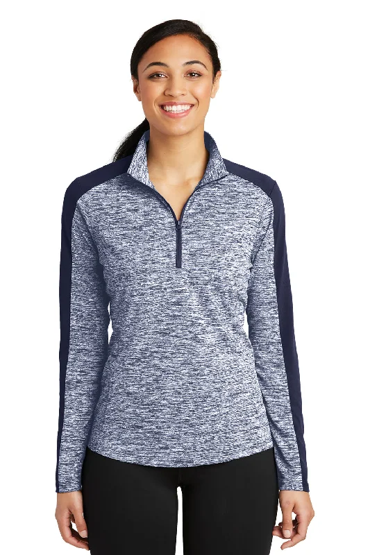Sport-Tek Womens Electric Heather Moisture Wicking 1/4 Zip Sweatshirt - True Navy Blue Electric/True Navy BlueLowest Prices Guaranteed! Sport-Tek Womens Electric Heather Moisture Wicking 1/4 Zip Sweatshirt - True Navy Blue Electric/True Navy BlueLowest Prices Guaranteed!