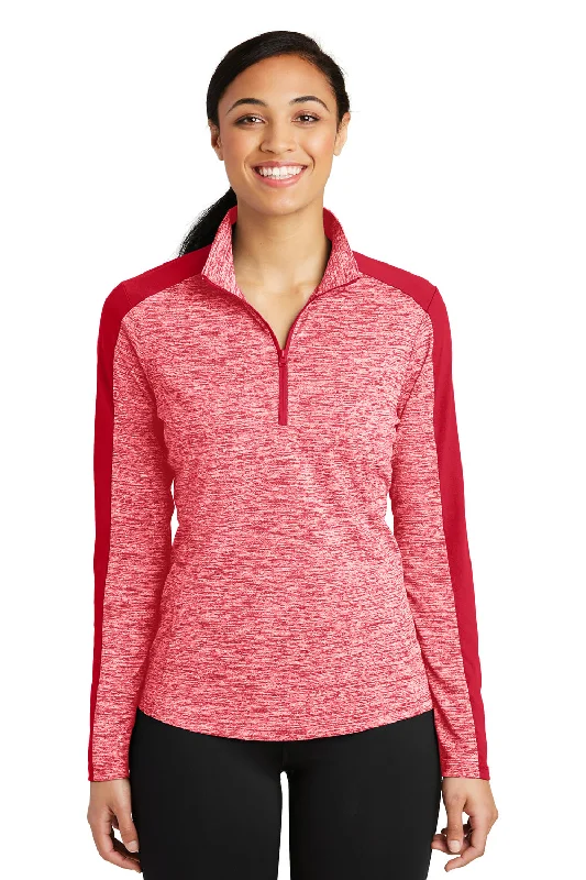 Sport-Tek Womens Electric Heather Moisture Wicking 1/4 Zip Sweatshirt - Deep Red Electric/Deep RedLimited Stock Available! Sport-Tek Womens Electric Heather Moisture Wicking 1/4 Zip Sweatshirt - Deep Red Electric/Deep RedLimited Stock Available!