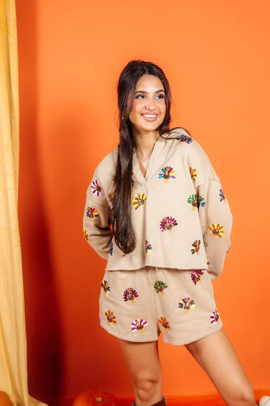 Tan Multi Turkey Hoody SweatshirtInstant Savings Await!