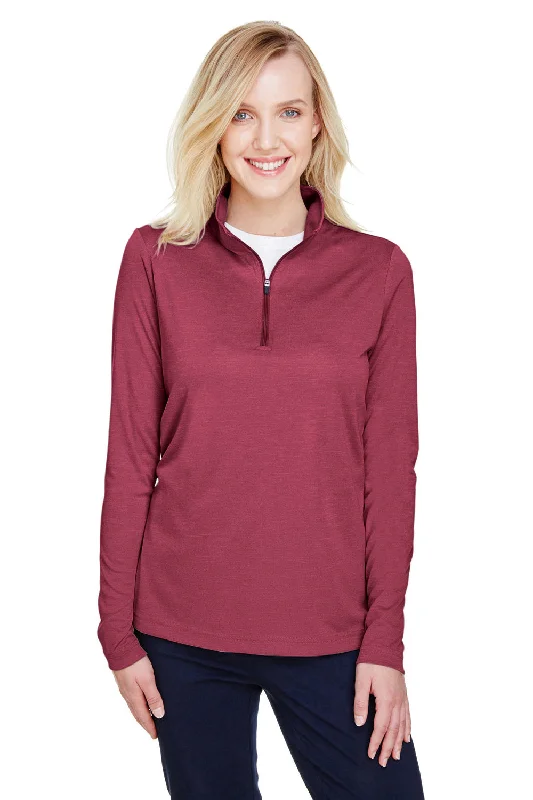 Team 365 Womens Zone Sonic Performance Moisture Wicking 1/4 Zip Sweatshirt - Heather MaroonShop Before It’s Gone!