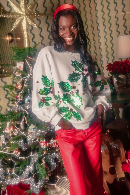 White Diagonal Holly SweatshirtLimited Stock Available!