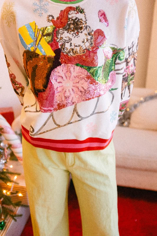 White Vintage Medium Skin Santa SweatshirtThe Best Deals Won’t Wait!