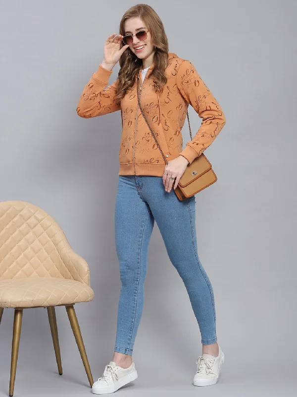 Women Brown Printed Hooded Full Sleeve SweatshirtsBigger Savings, Better Shopping!