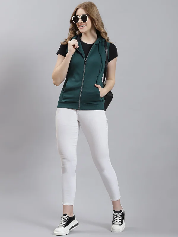 Women Green Plain SweatshirtYour Best Deals Are Here!