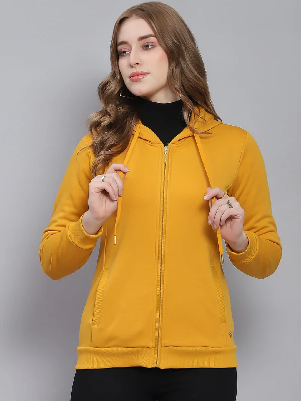 Women Yellow Solid Hooded Full Sleeve SweatshirtsAct Fast – Limited Time Savings!