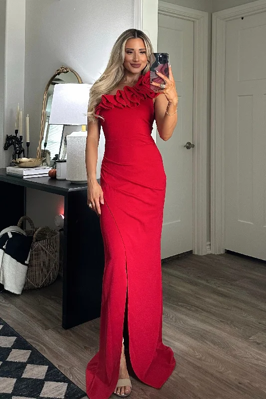 Courtland Ruffle One Shoulder Maxi Dress: RedExclusive Savings This Week!