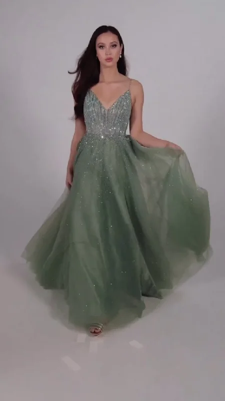 Ellie Wilde A-Line V-Neck Prom Dress EW35088More Discounts, More Joy!