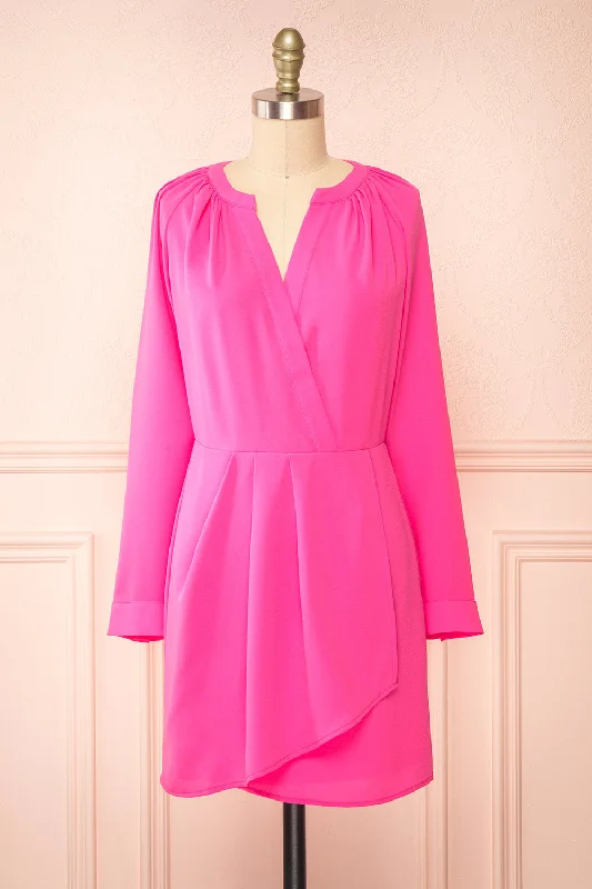Gery Pink | Faux-Wrap Short DressTime to Save Big!