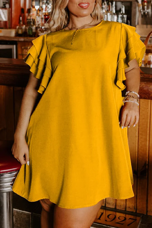 Ruffle Tiered Sleeve Mini Dress Plus SizeTime to Save Big!
