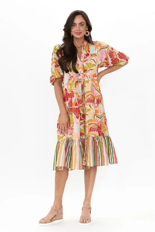 Kofi Orange Geo Cotton Button DressThe Best Deals Won’t Wait!