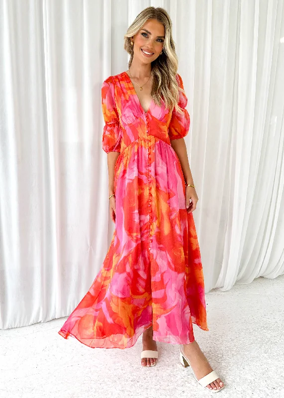 Obella Maxi Dress - Pink FlameHurry, Sale Ends Soon!