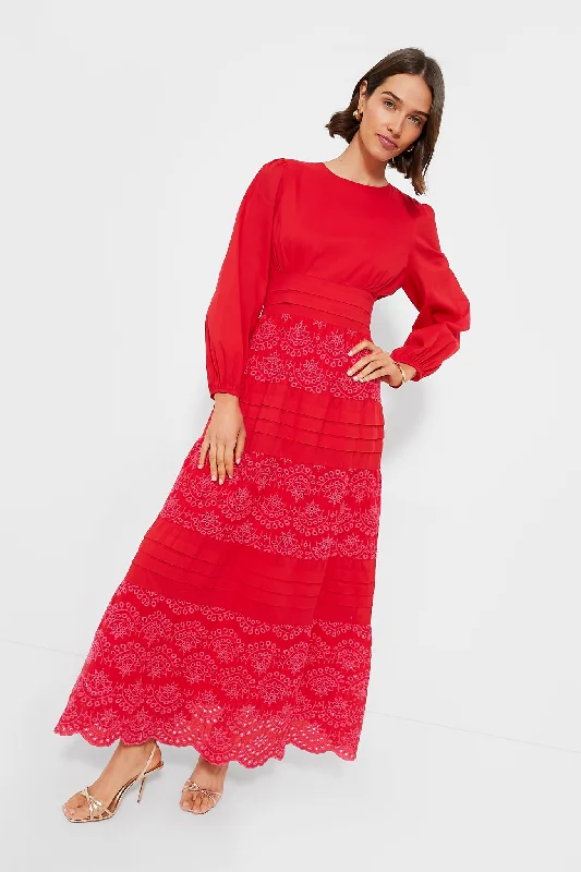 Red Eyelet Lola Maxi DressLimited Time Offer!