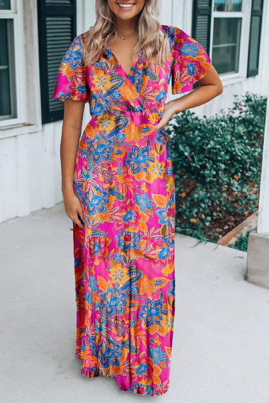 Floral Wrap V-Neck Maxi DressFind Your Perfect Deal Today!