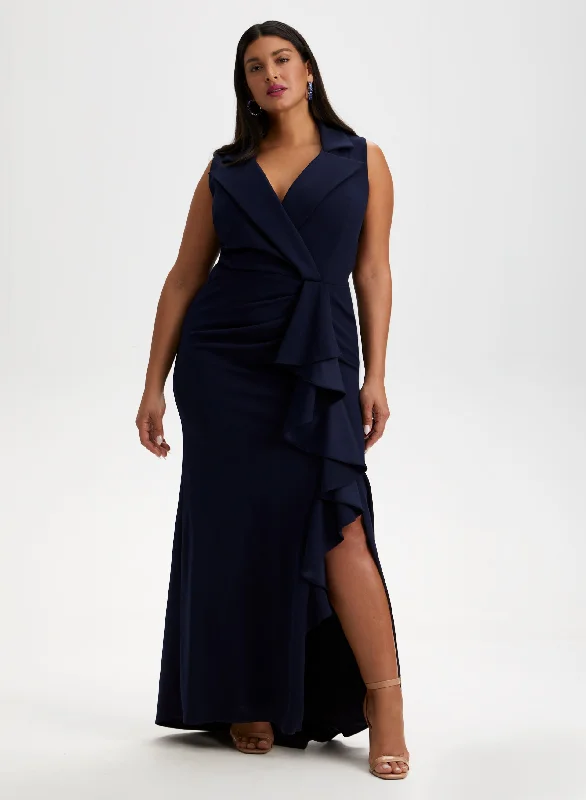Ruffle Detail Tuxedo DressYour Shopping Spree Starts Here!