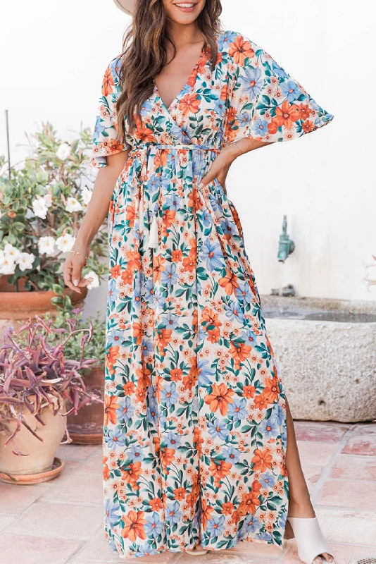 Floral Wrap Belted Maxi DressHurry! While Supplies Last!