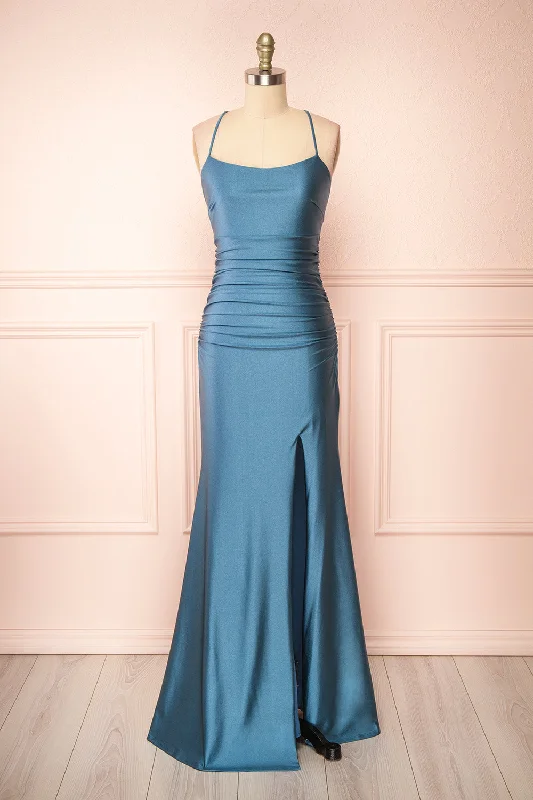 Sonia Blue Grey | Mermaid Maxi Dress w/ SlitOne Day Only – Huge Savings!