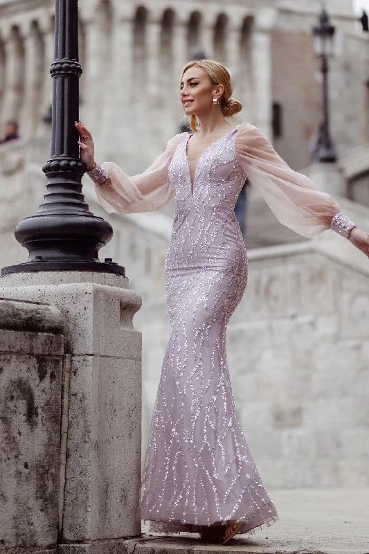 Tina Holly TK209 Beaded Mermaid Long Sleeve Formal DressBigger Savings, Better Shopping!