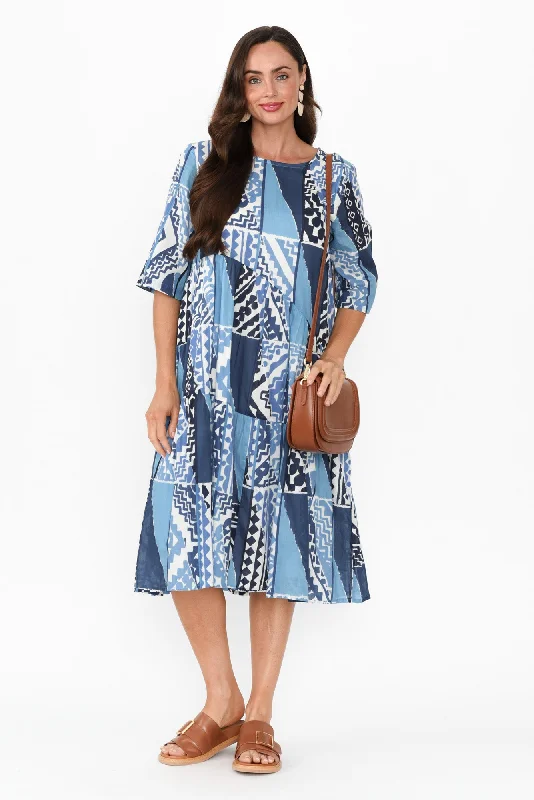 Violetta Blue Motif Cotton DressGet More for Less!
